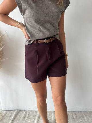 Burgundy belt short