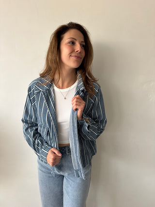 Blue white striped jacket