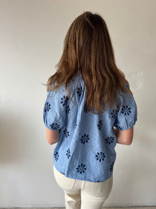 Blue flowered top