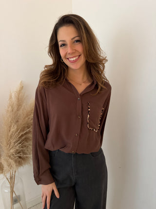 Leopard blouse brown blouse