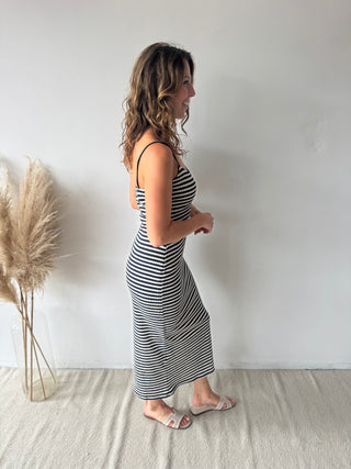 Navy striped bodycon dress