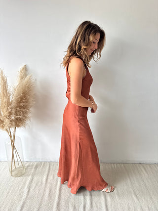 Terracotta silky dress