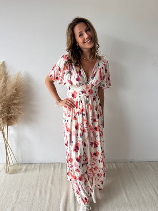 Peach green maxi dress