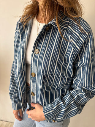 Blue white striped jacket