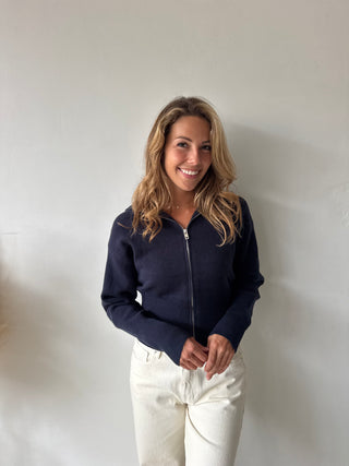 Navy zipper knit