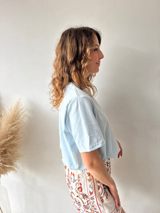 Blue elastic top