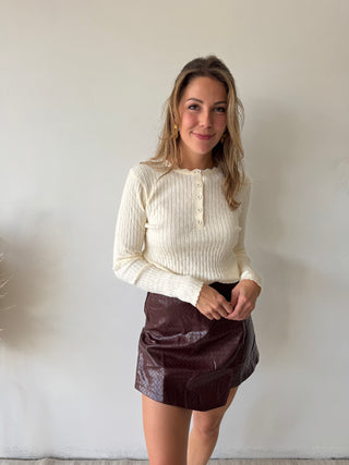 Burgundy leather skort