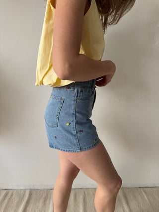 Colorful flowers denim short