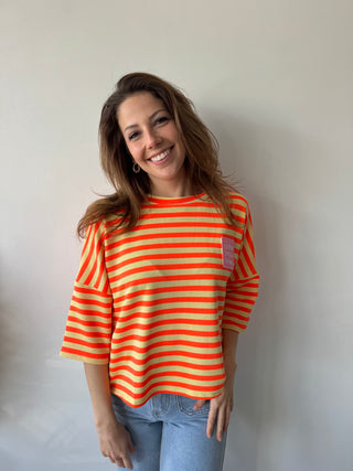 Orange yellow striped top