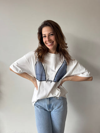 Bikini print white tee
