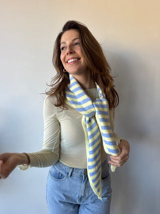 Yellow blue striped scarf