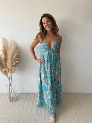 Turqoise bohemian dress