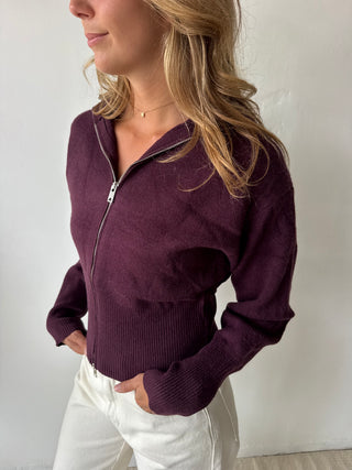Burgundy zipper knit
