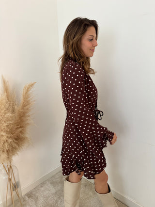 Polka dot brown dress