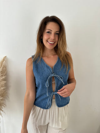 Denim bow top