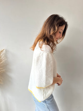 Yellow detail button knit