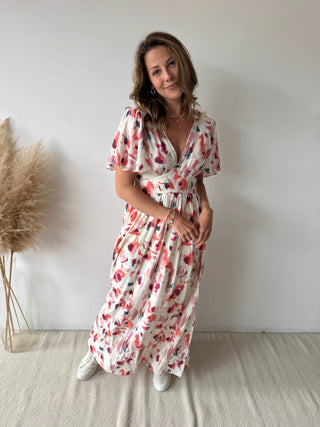 Peach green maxi dress
