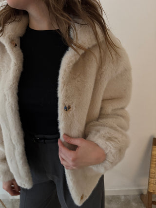 Faux fur beige soft jacket