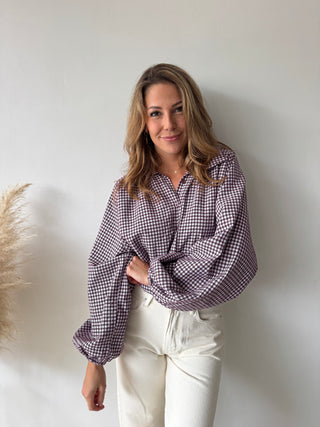 Violet checked blouse