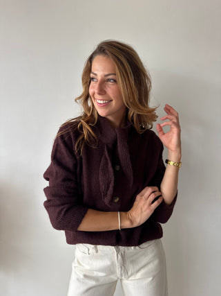 Burgundy button scarf knit