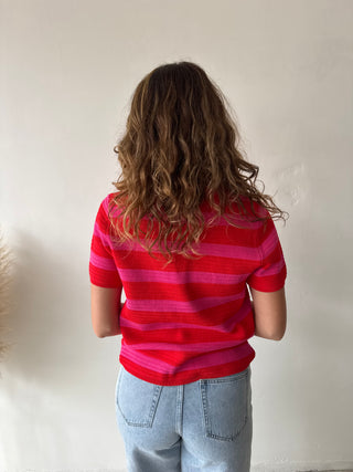 Fuchsia pink striped top