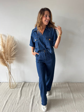 Blue denim co ord set