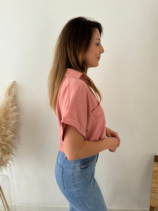 Old pink pocket blouse