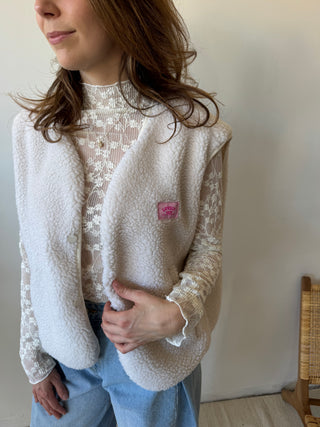 Beige teddy vest
