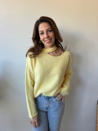 Yellow open back soft knit