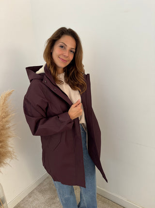 Burgundy rain jacket