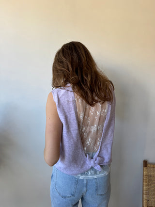 Lila flowered open back knit