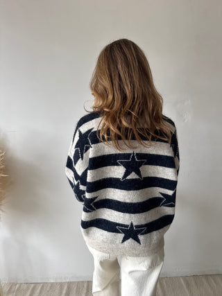 Denim detail star knit