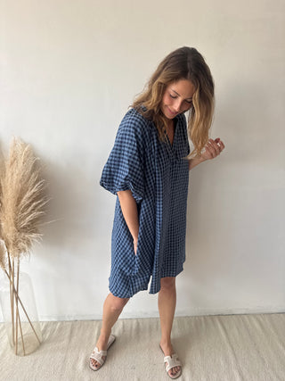 Navy Vichy dress