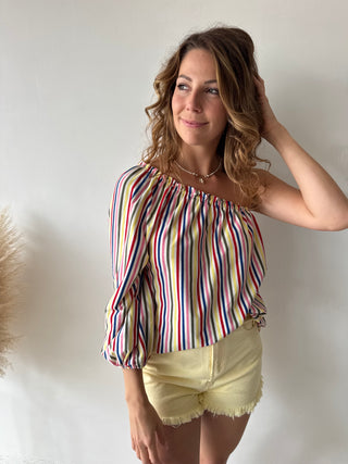 Colorful one shoulder top