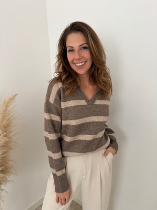 Soft taupe striped knit