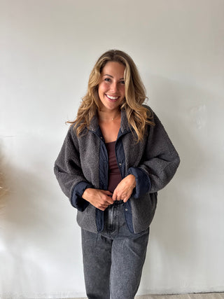 Blue detail grey reversible jacket