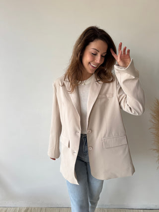 Beige open back blazer