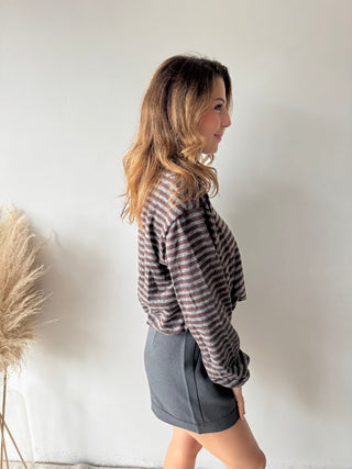 Soft brown grey zipper knit