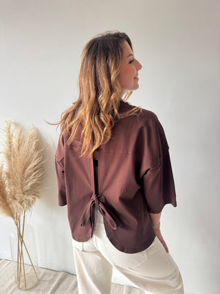 Brown knot back t-shirt