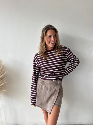 Taupe denim skort