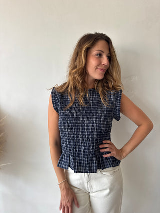 Navy smock top