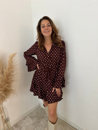 Polka dot brown dress