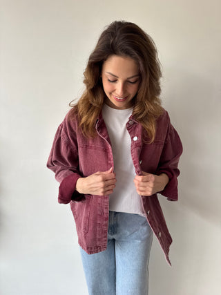 Burgundy denim jacket