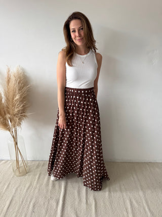 Brown polka dots skirt