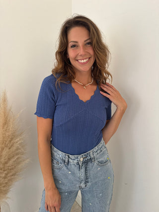 Blue scallop top