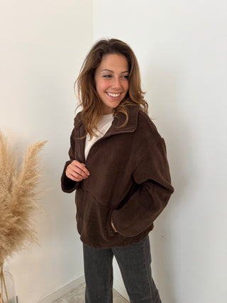 Brown teddy vest