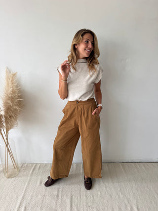 Camel barrel pants