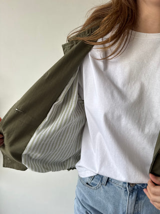 Kaki striped detail kaki jacket