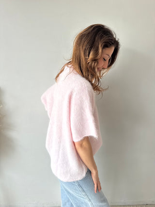Pink open shoulder soft knit