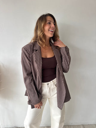 Brown checked blazer
